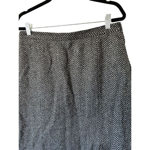 St. Michael Brown Black 100% Wool Pleated Midi Skirt Size 14/16 XL - Picture 3 of 16